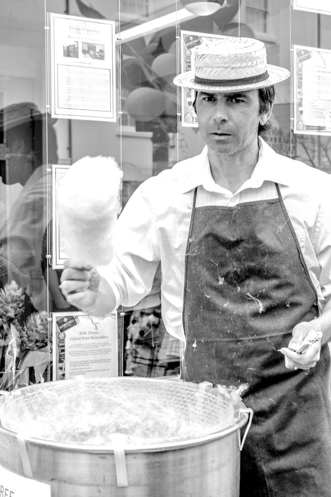 Vendedor de algodón de azúcar en Oxford Street.