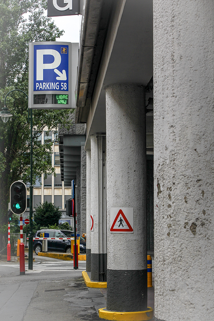 Antigua entrada del Parking 58 de Bruselas.