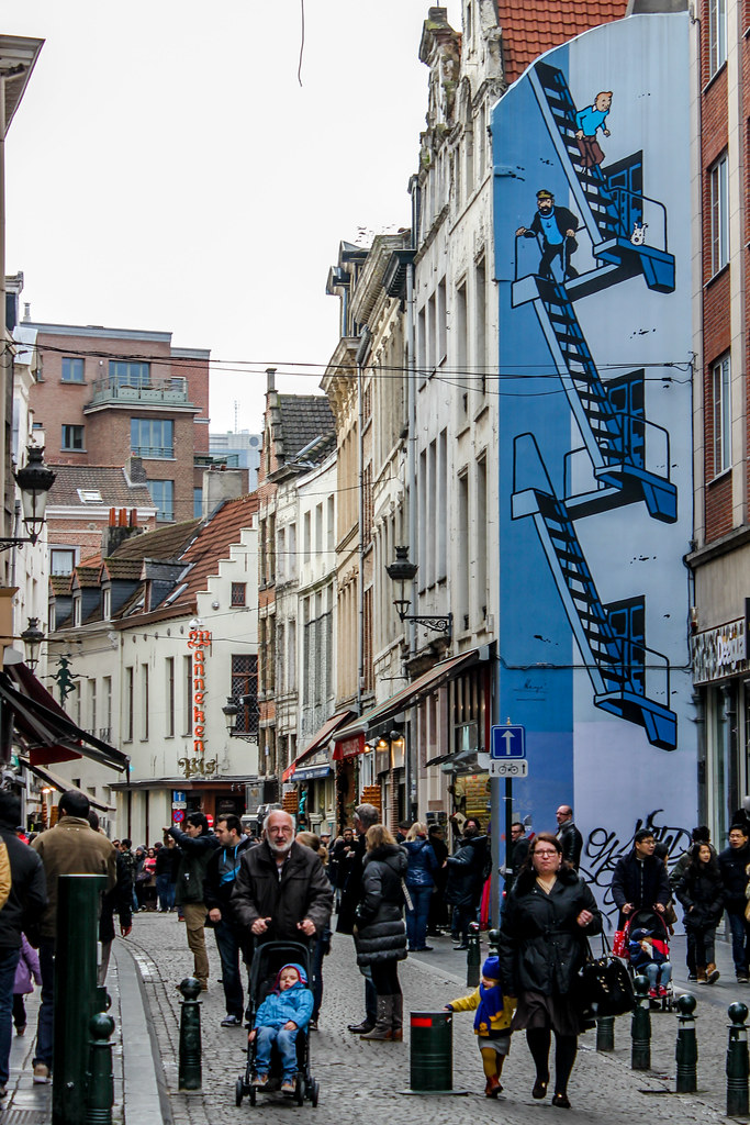 Mural del tebeo de Tintín en Bruselas.