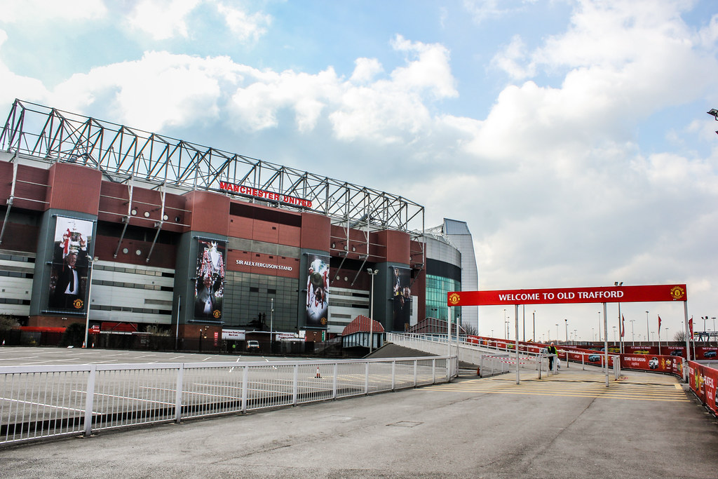 Entrada al estadio Old Trafford, casa del Manchester United.